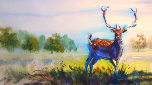 The Sunday Art Show - Stag with antlers and landscape painting demo